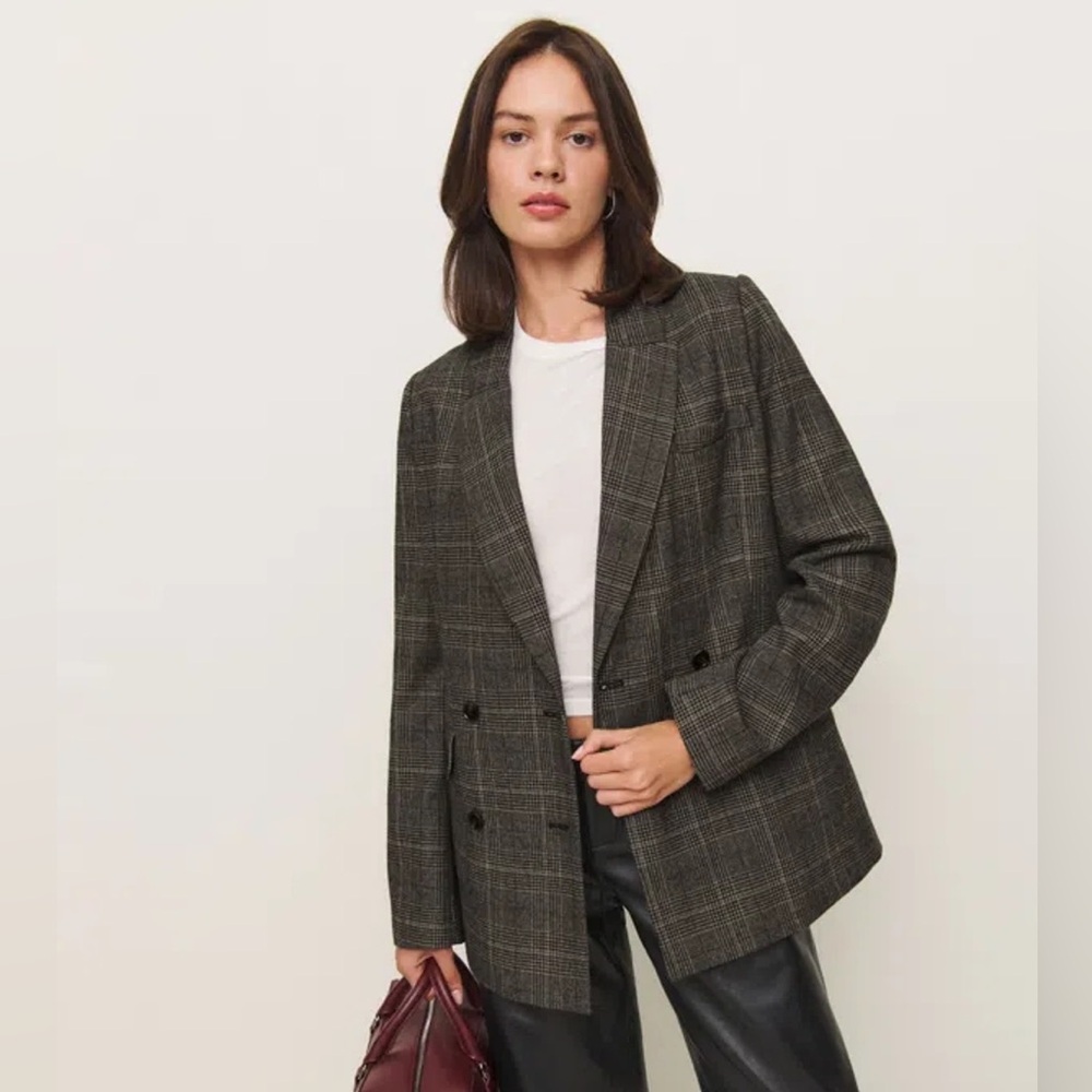 Reformation Winston blazer, walnut plaid, sz M
